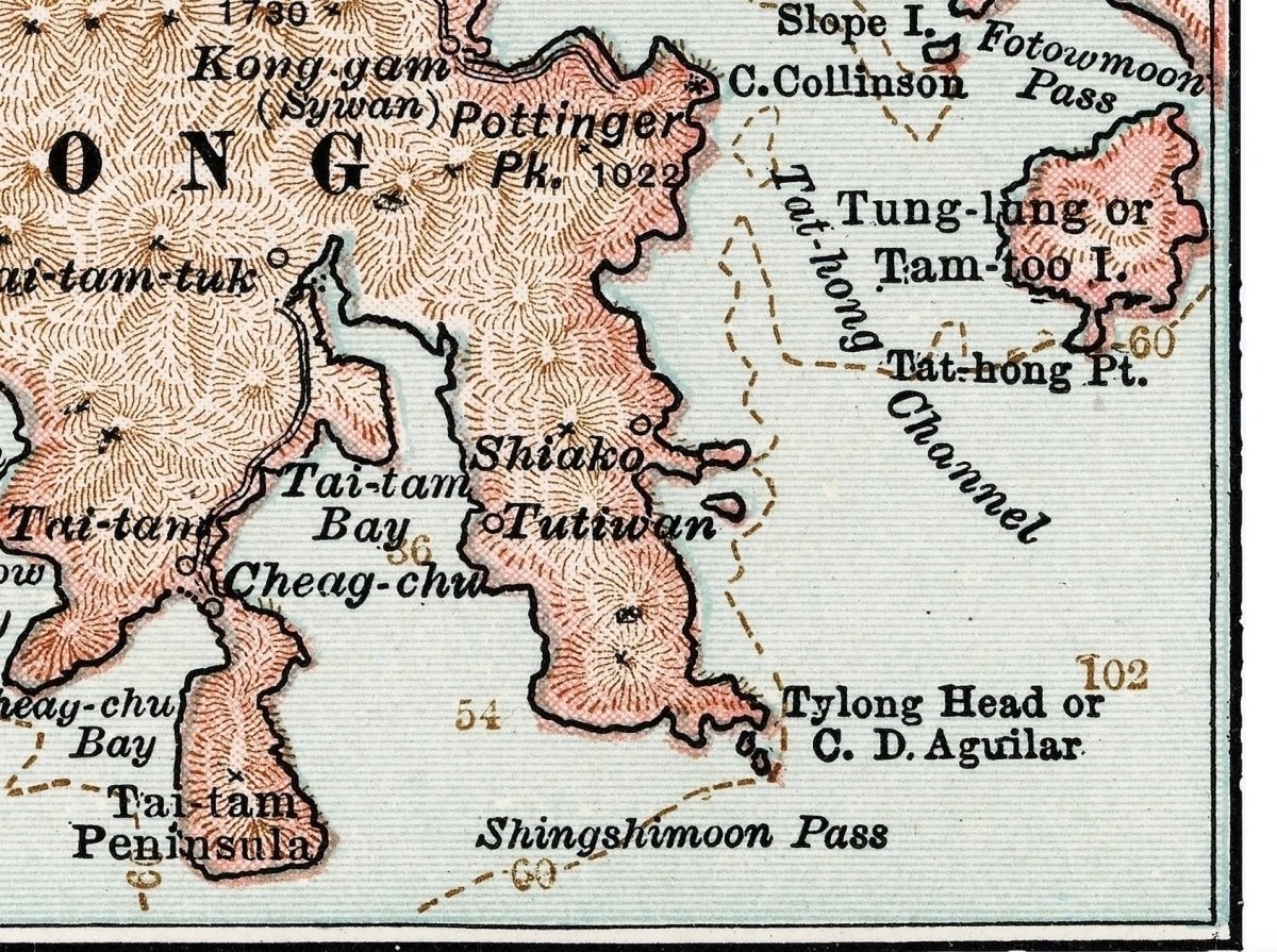 1900年香港島油畫布重製舊地圖 - Hong Kong Maper