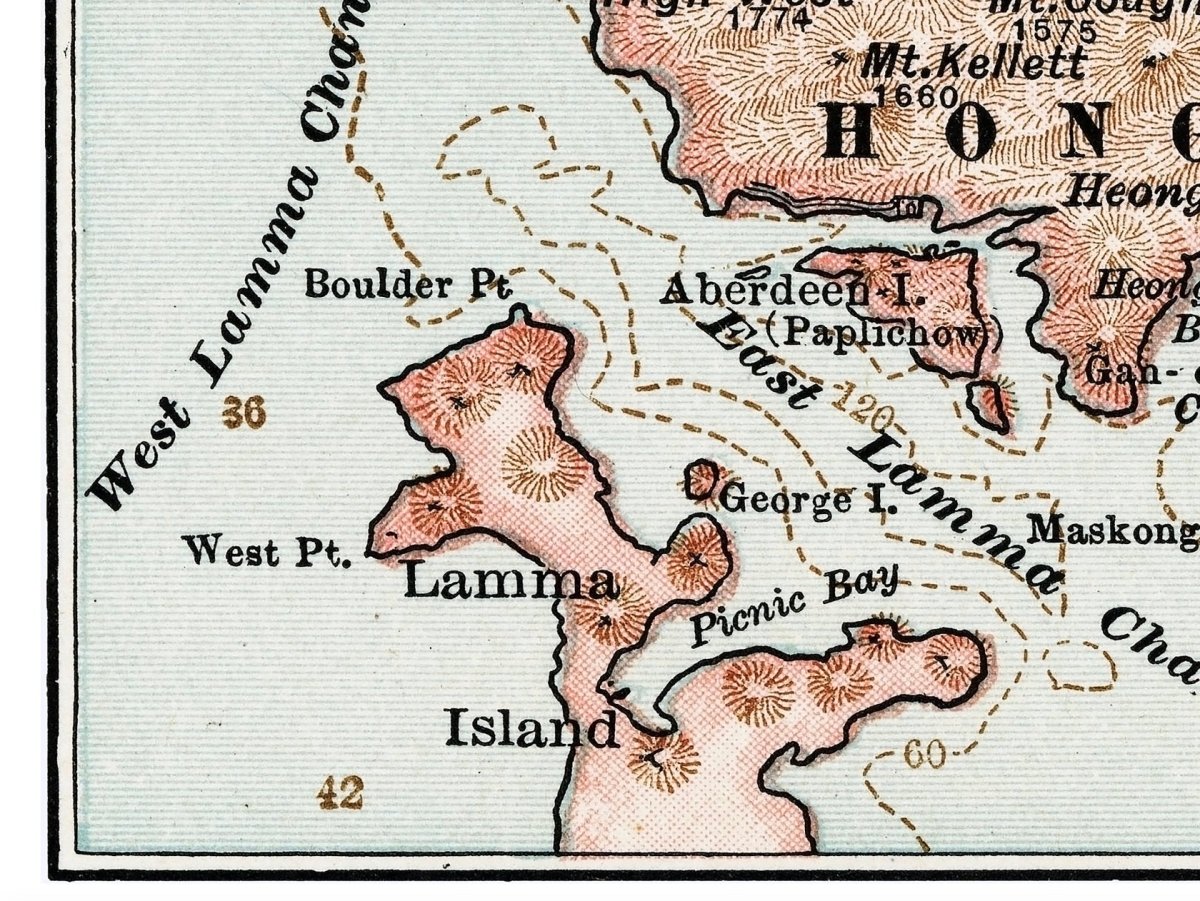 1900年香港島油畫布重製舊地圖 - Hong Kong Maper