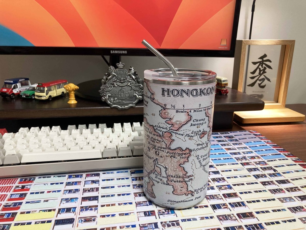 重製版1900年香港地圖不鏽鋼保溫咖啡杯 600ml - Hong Kong Maper