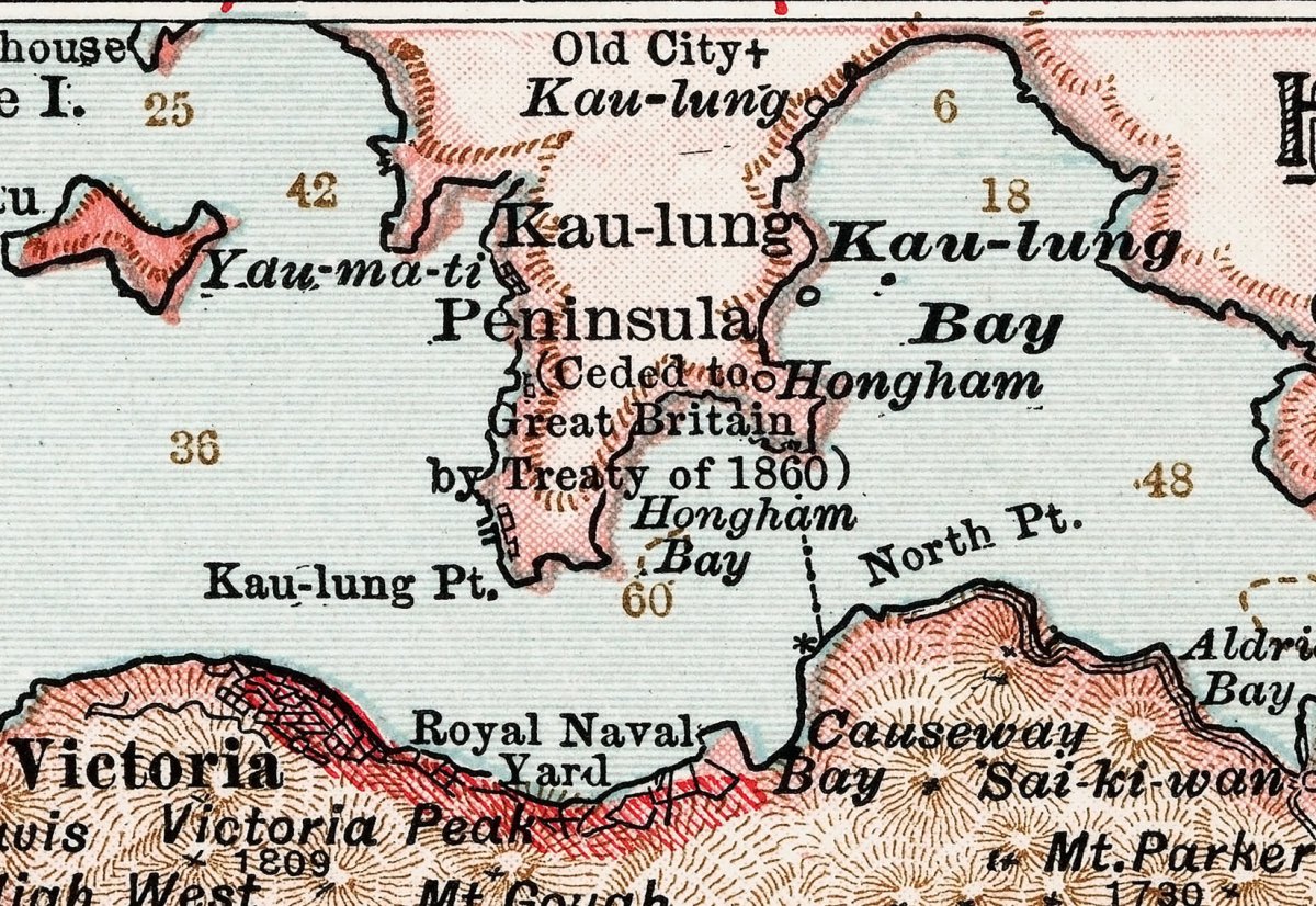 1900年香港島油畫布重製舊地圖 - Hong Kong Maper
