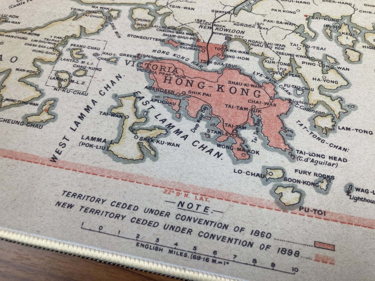 復刻版1909懷舊香港全境地圖款滑鼠墊 - Hong Kong Maper