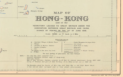 1909年香港全境油畫布重製舊地圖 - Hong Kong Maper