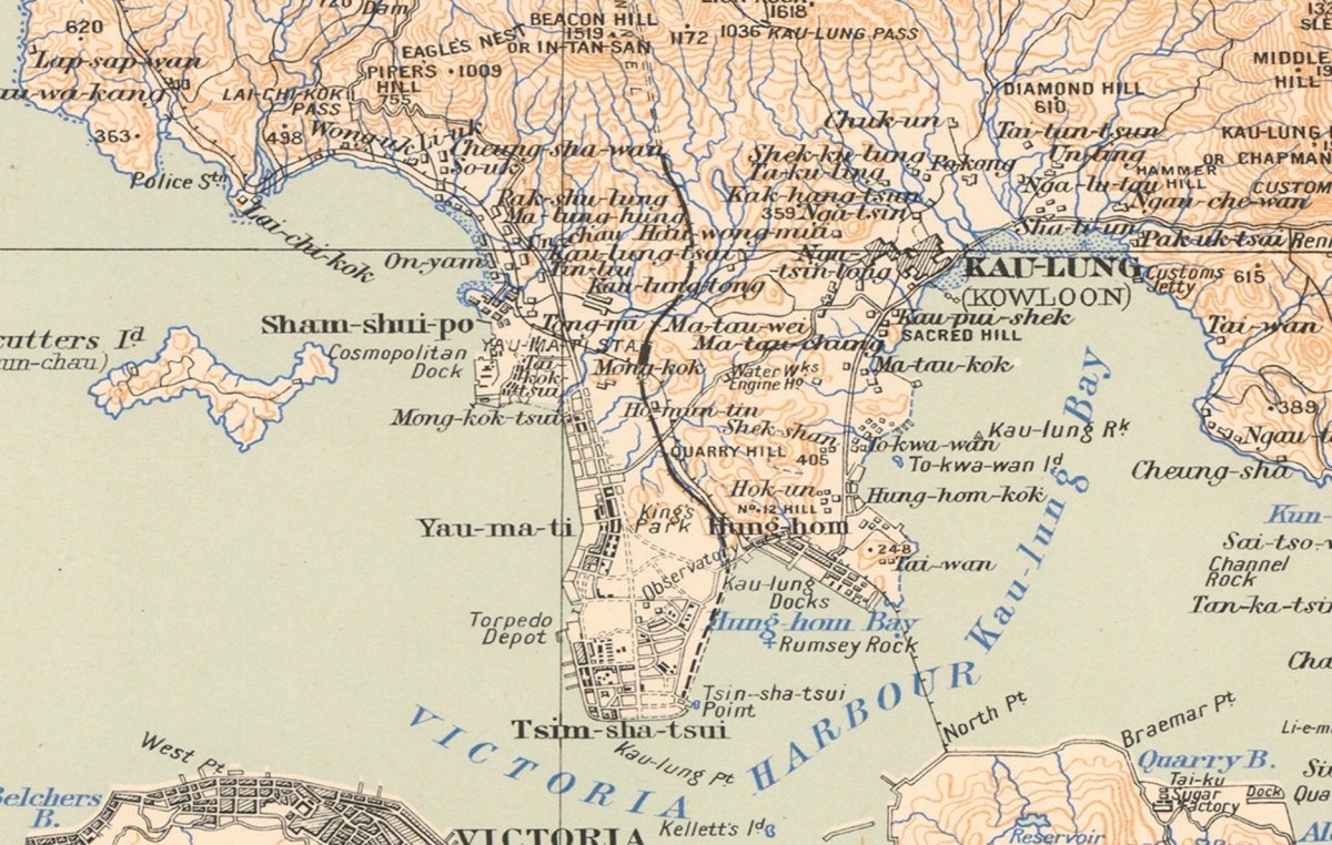 1909年香港全境油畫布重製舊地圖 - Hong Kong Maper