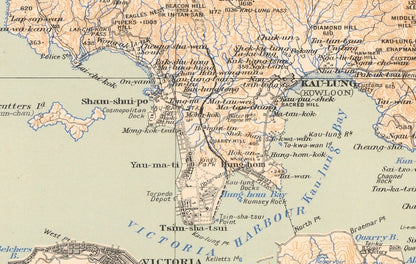 1909年香港全境油畫布重製舊地圖 - Hong Kong Maper