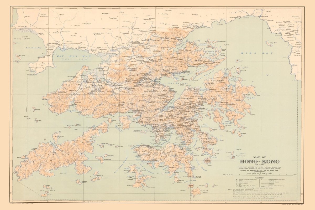 1909年香港全境油畫布重製舊地圖 - Hong Kong Maper
