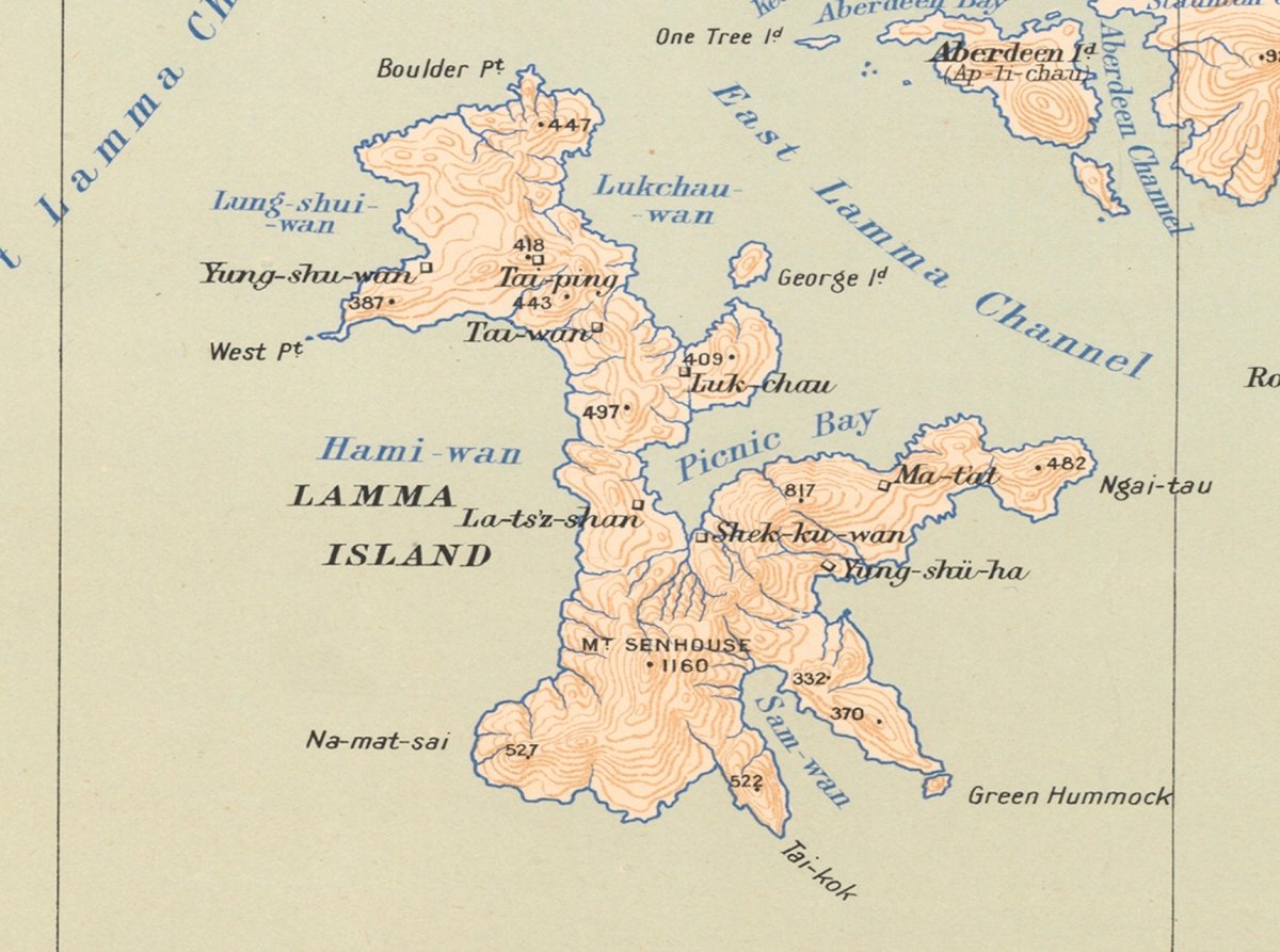 1909年香港全境油畫布重製舊地圖 - Hong Kong Maper