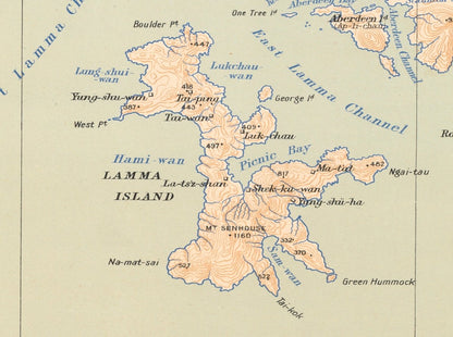 1909年香港全境油畫布重製舊地圖 - Hong Kong Maper