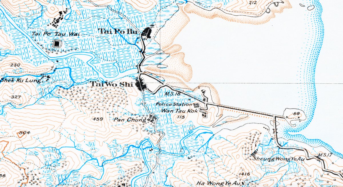 1913年香港新界重製油畫布舊地圖 - Hong Kong Maper