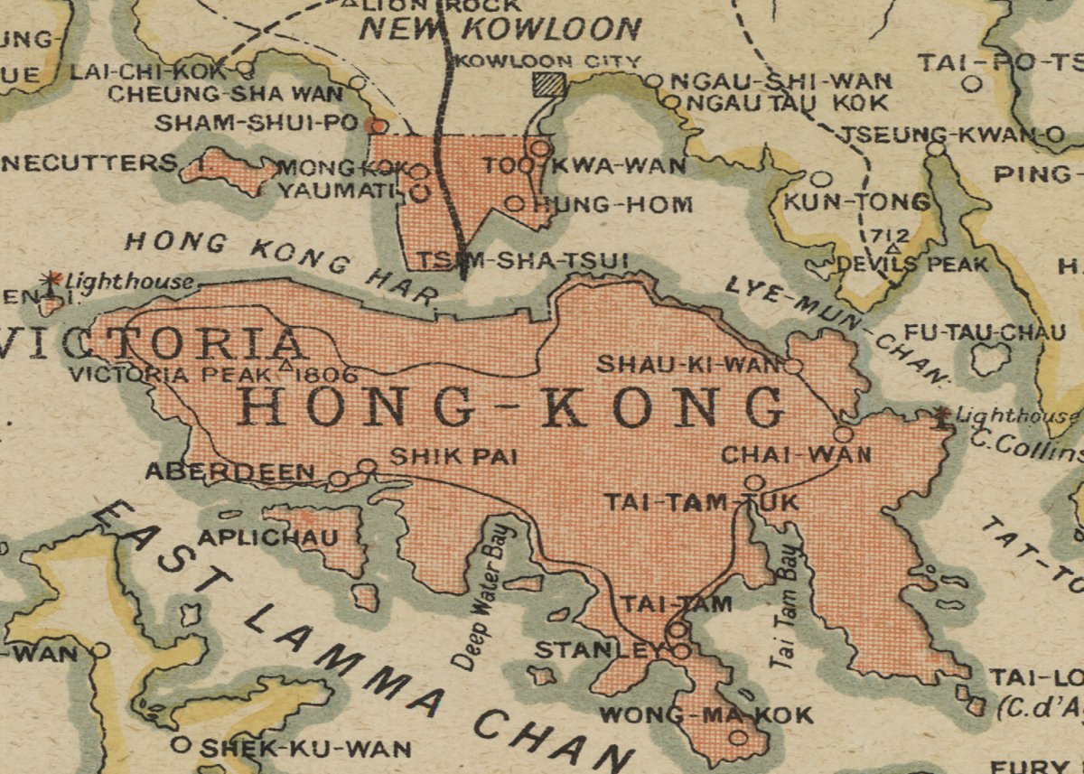 1919年香港全境油畫布重製舊地圖 - Hong Kong Maper
