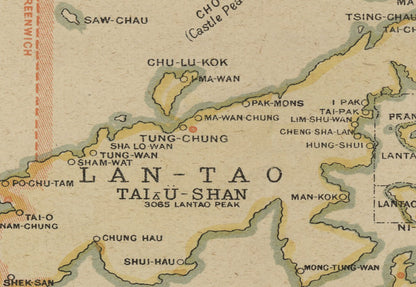 1919年香港全境油畫布重製舊地圖 - Hong Kong Maper
