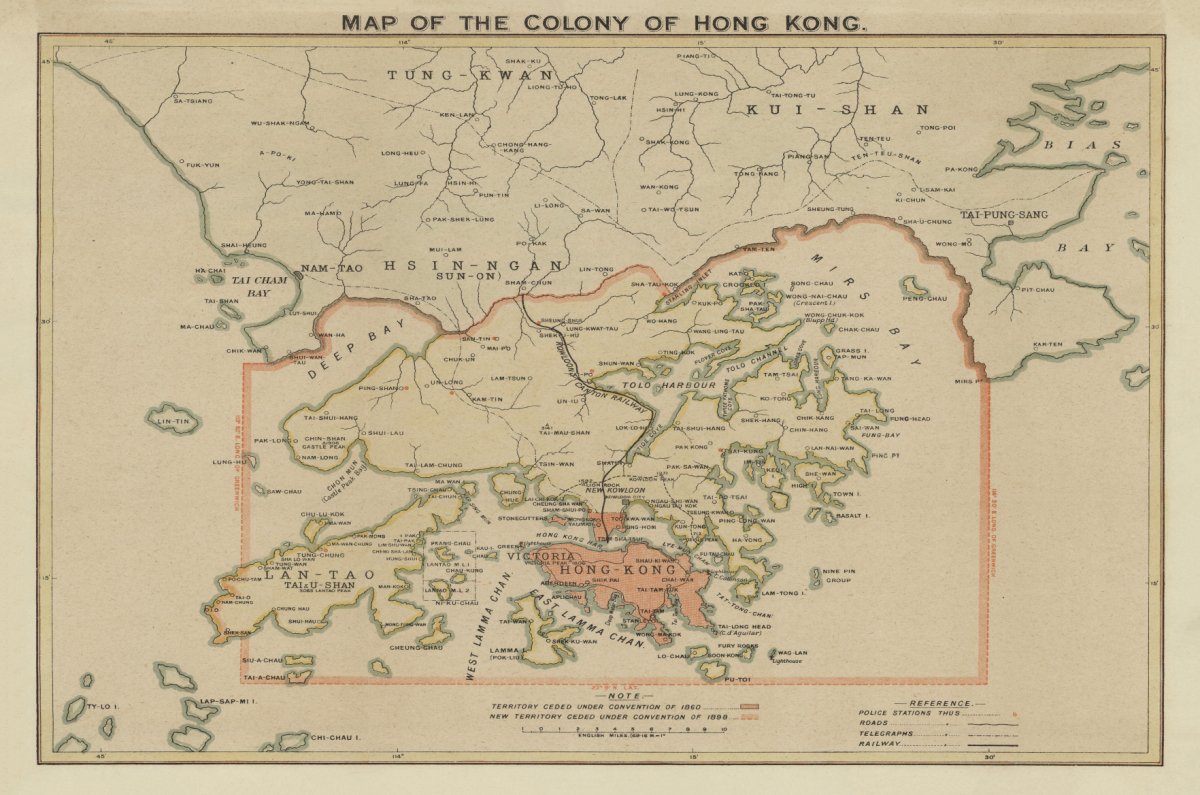 1919年香港全境油畫布重製舊地圖 - Hong Kong Maper
