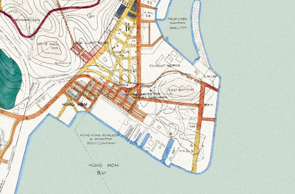 1923年香港九龍油畫布重製舊地圖 - Hong Kong Maper