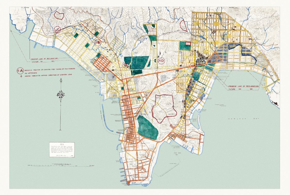 1923年香港九龍油畫布重製舊地圖 - Hong Kong Maper