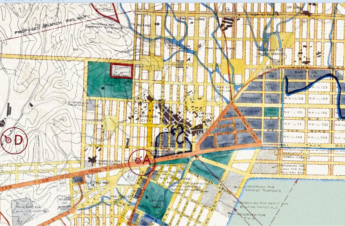 1923年香港九龍油畫布重製舊地圖 - Hong Kong Maper