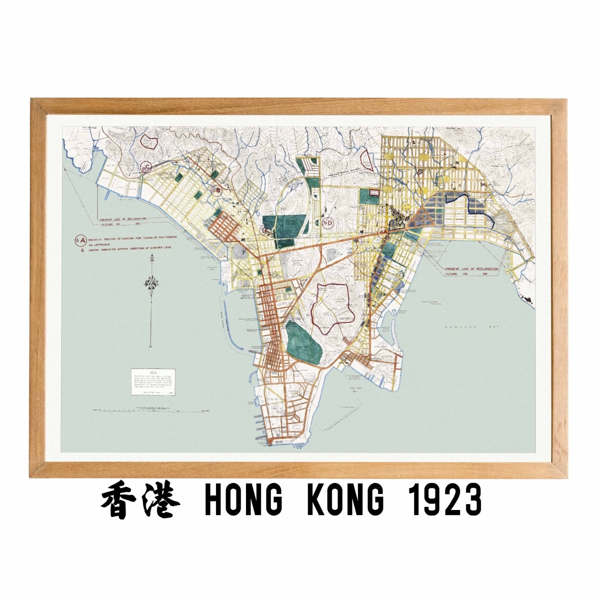 1923年香港九龍油畫布重製舊地圖 - Hong Kong Maper