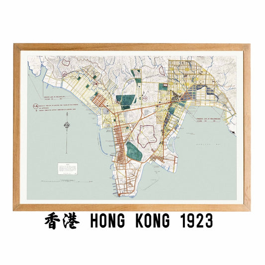 1923年香港九龍油畫布重製舊地圖 - Hong Kong Maper