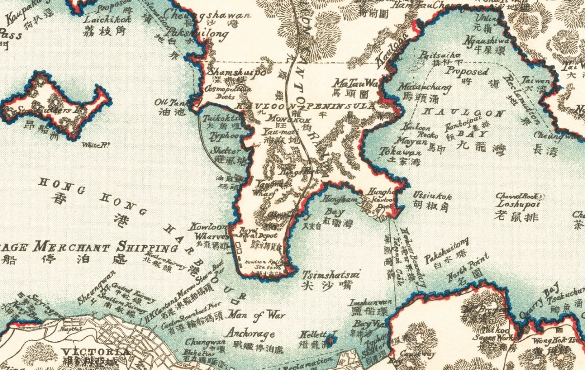 1924年香港九龍油畫布重製舊地圖 - Hong Kong Maper