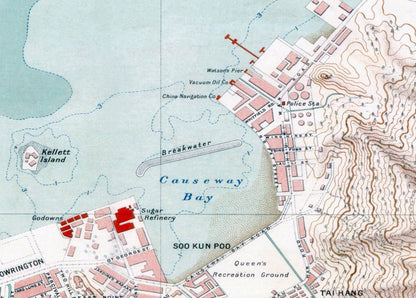 1930年香港島及九龍油畫布重製舊地圖 - Hong Kong Maper