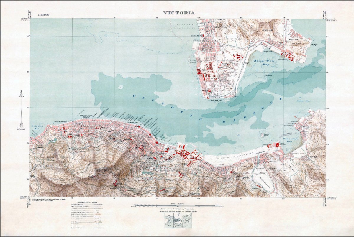 1930年香港島及九龍油畫布重製舊地圖 - Hong Kong Maper