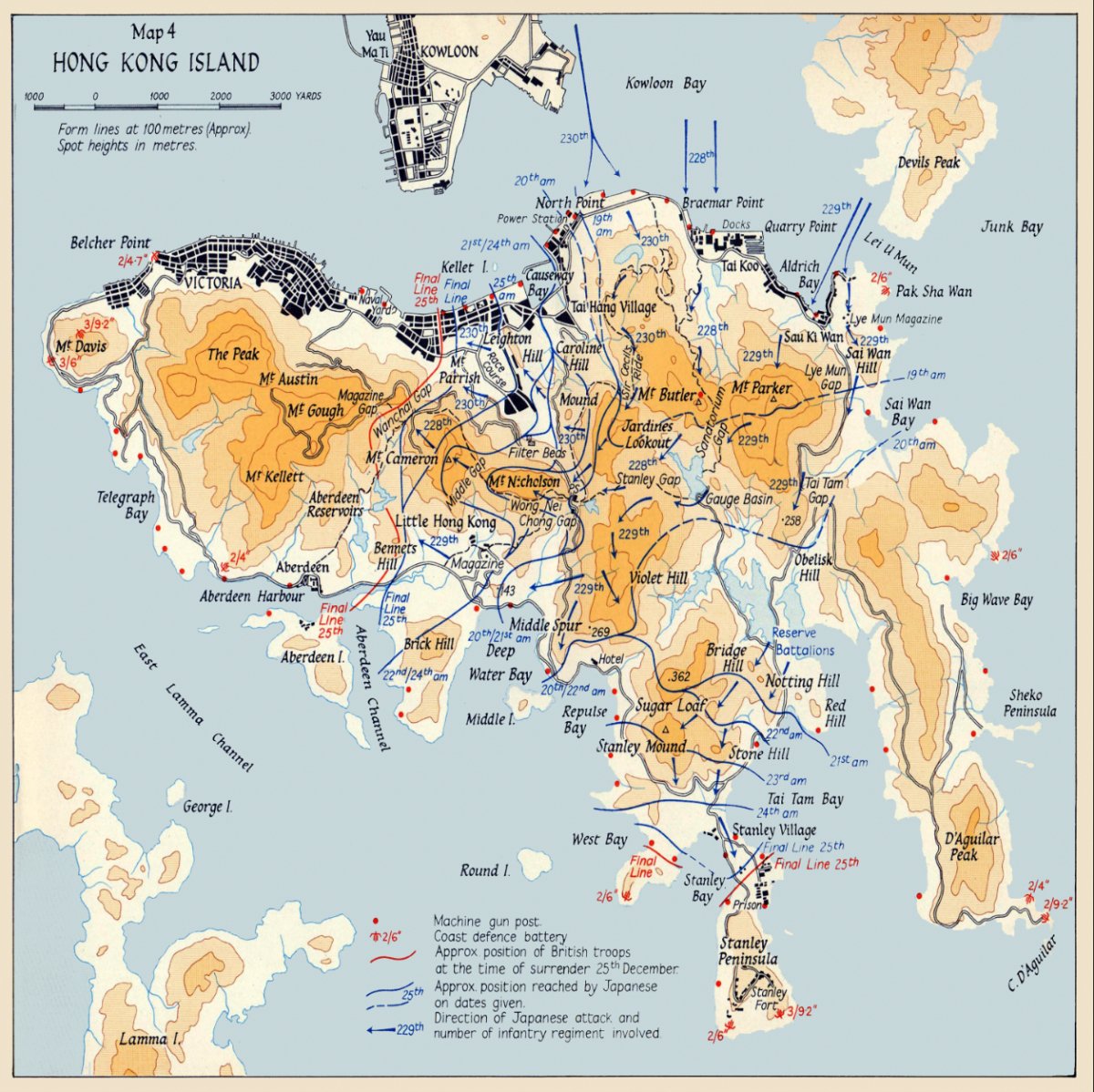 1941香港保衛戰復古油畫布重製舊地圖 - Hong Kong Maper