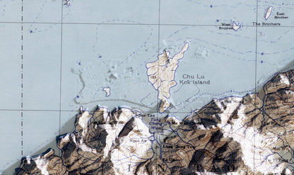 1945年香港全境2D陰影地形油畫布重製舊地圖 - Hong Kong Maper