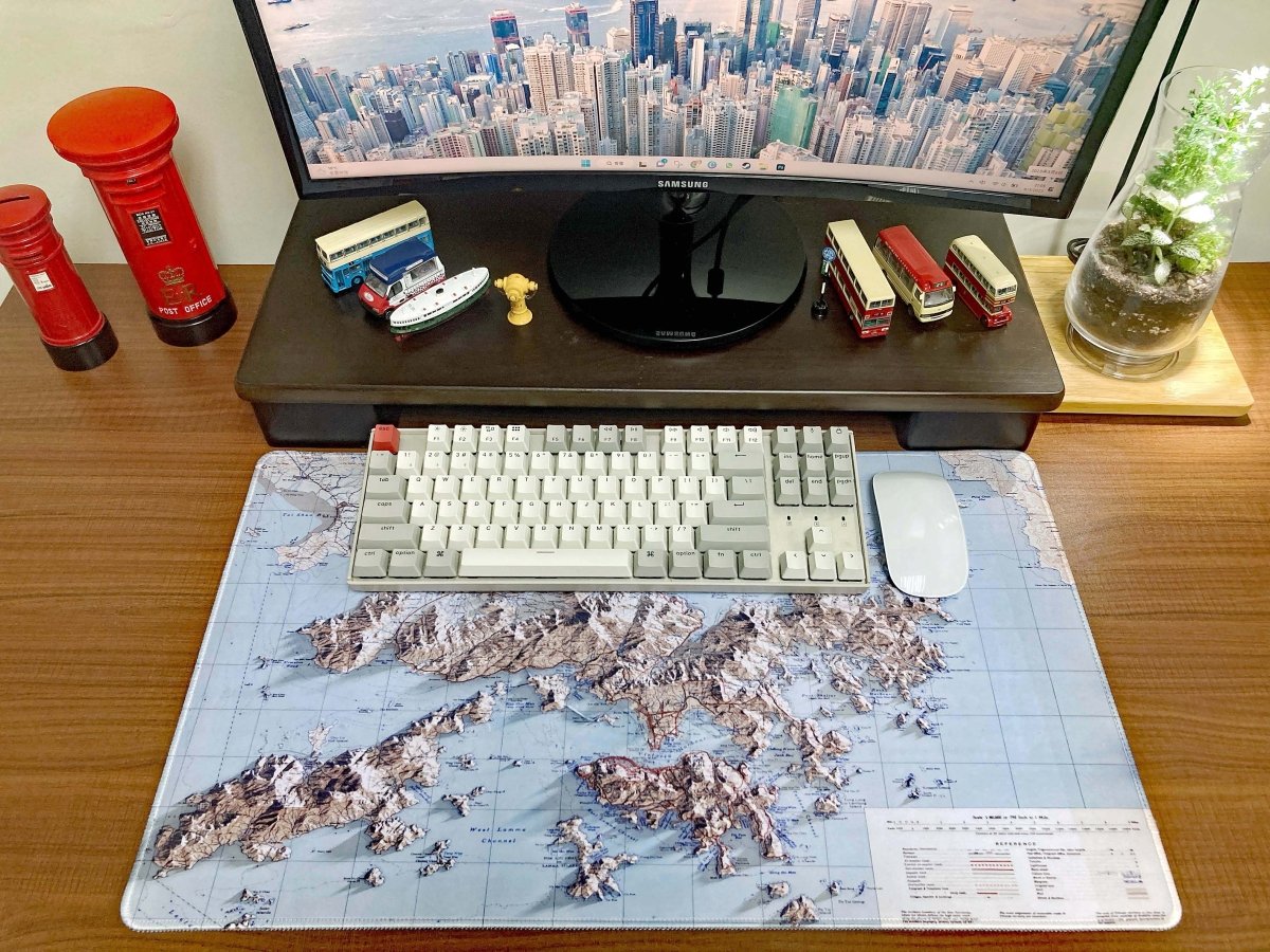 重製版1945年香港全境2D陰影地形地圖款滑鼠墊 - Hong Kong Maper