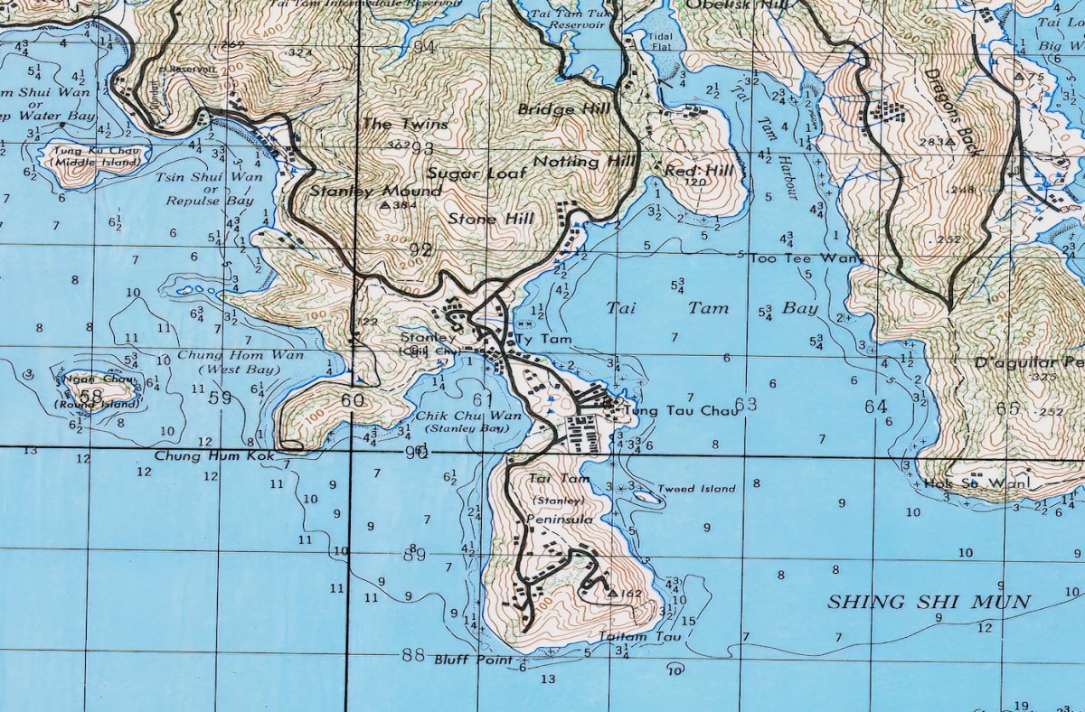 1949年香港島九龍油畫布重製舊地圖 - Hong Kong Maper