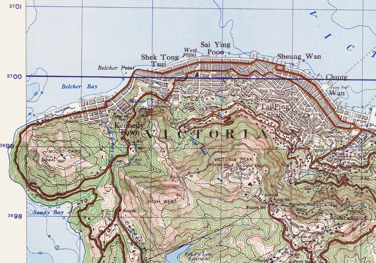1958香港地質油畫布重製舊地圖 - Hong Kong Maper