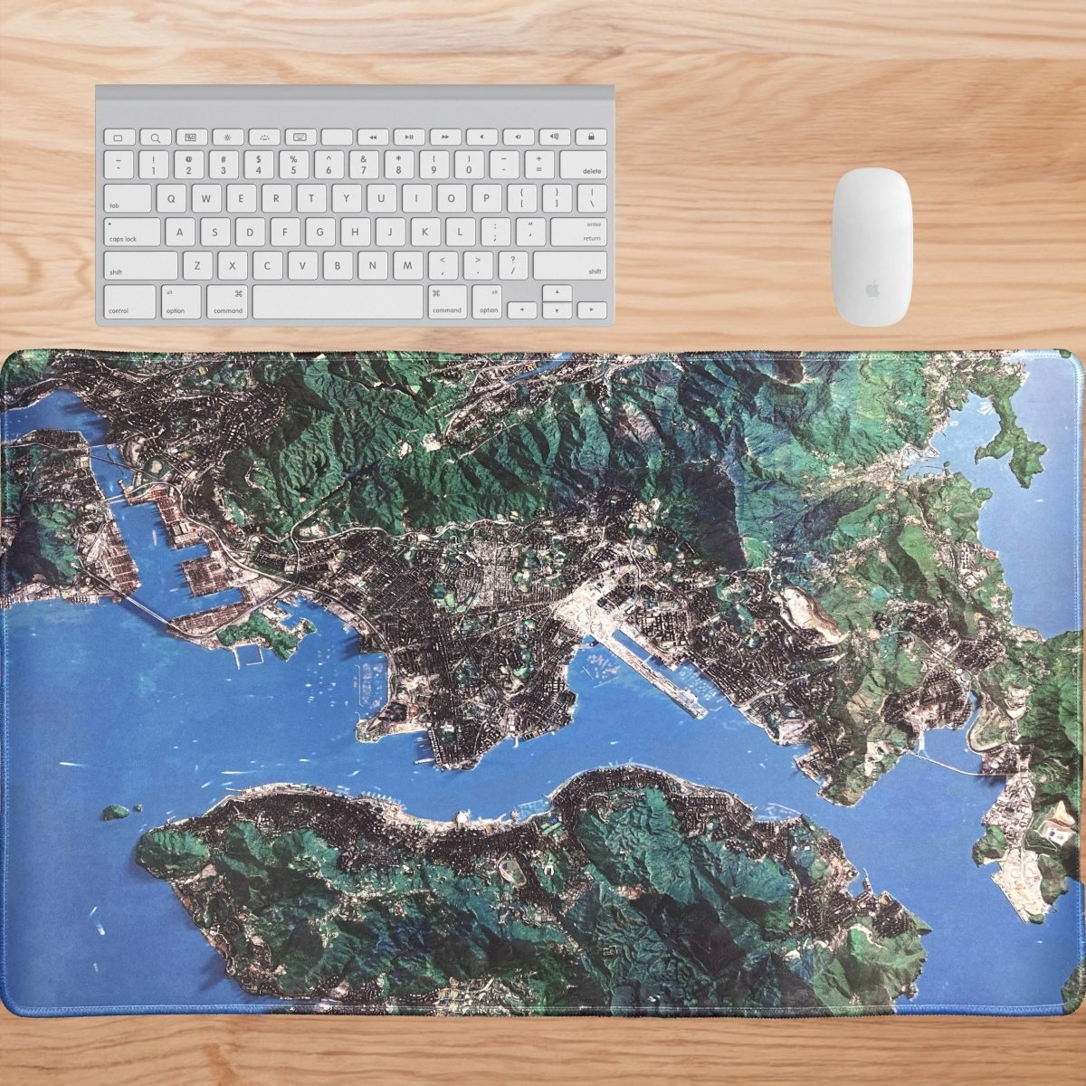 現代香港維多利亞港2D陰影地形地圖款滑鼠墊 - Hong Kong Maper