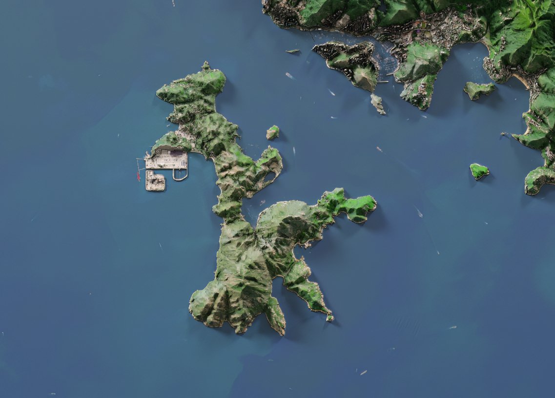 香港九龍新界全境2D陰影地形油畫布地圖 - Hong Kong Maper