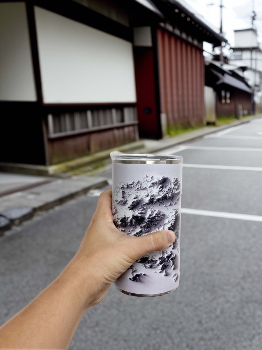 純白香港地形圖不鏽鋼保溫咖啡杯 600ml - Hong Kong Maper