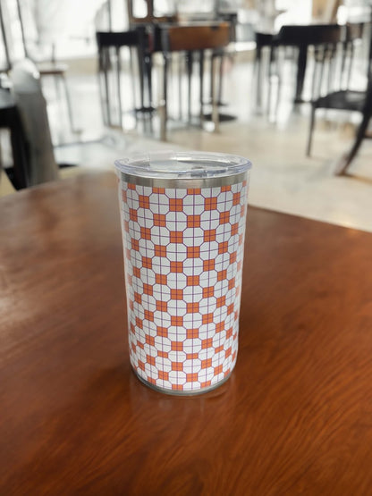 港式地磚紙皮石圖案不鏽鋼保溫咖啡杯 600ml (橙) - Hong Kong Maper