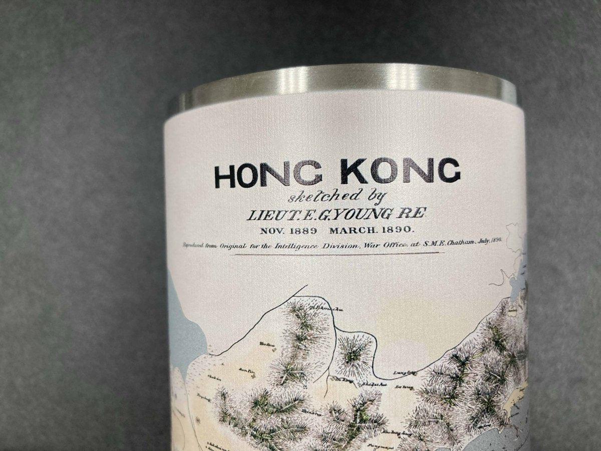港式紅白藍圖案不鏽鋼保溫咖啡杯 600ml (藍) - Hong Kong Maper