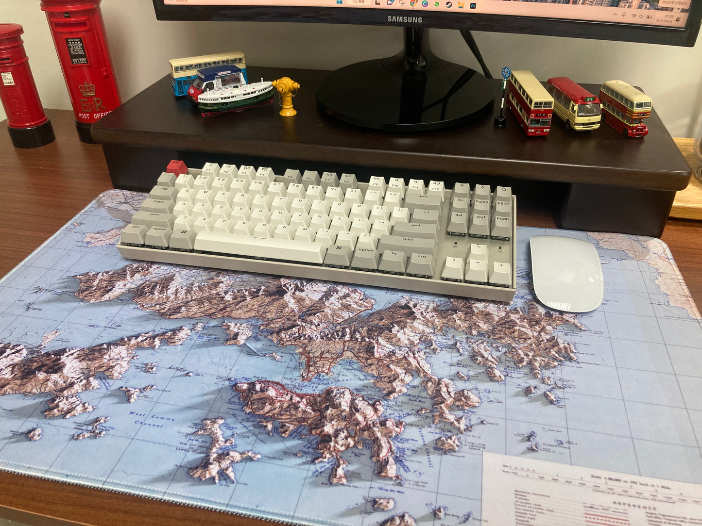 1945 Hong Kong 2D Shaded Terrain Remake Map Mouse Pad 