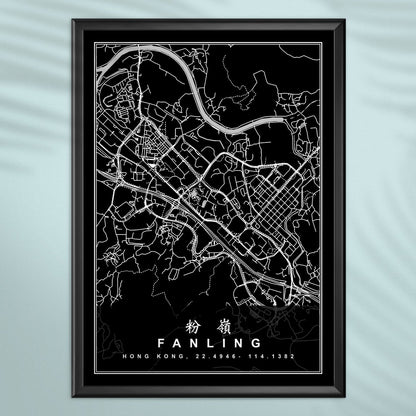 香港粉嶺地圖海報 - Hong Kong Maper