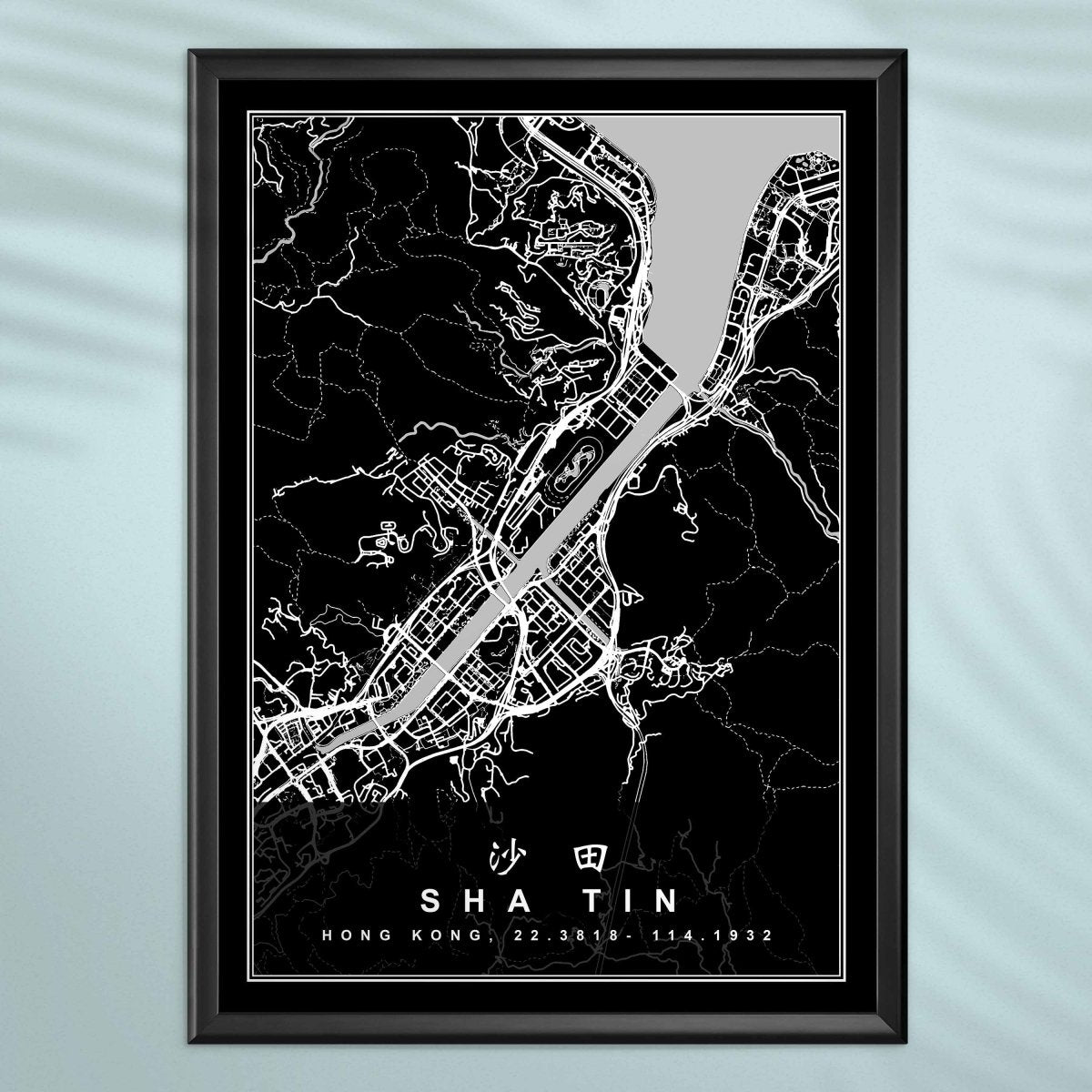 香港沙田地圖海報 - Hong Kong Maper