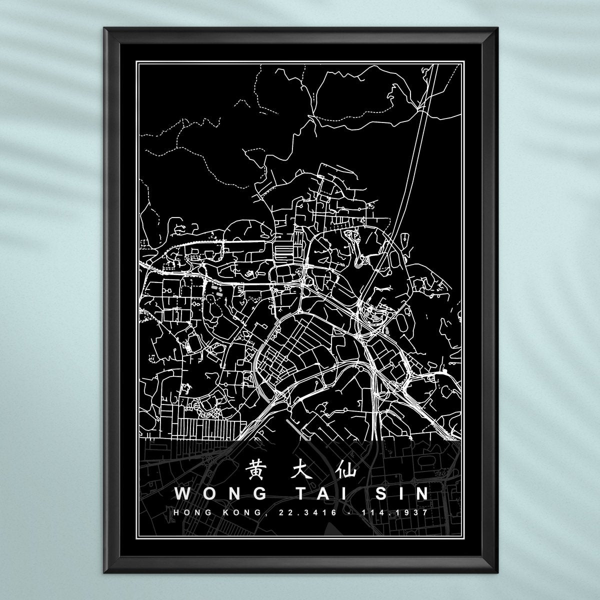 香港黃大仙地圖海報 - Hong Kong Maper