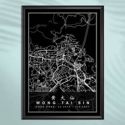 香港黃大仙地圖海報 - Hong Kong Maper