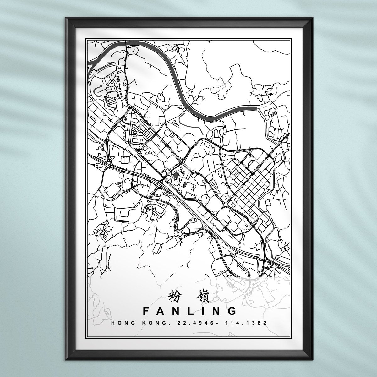 香港粉嶺地圖海報 - Hong Kong Maper