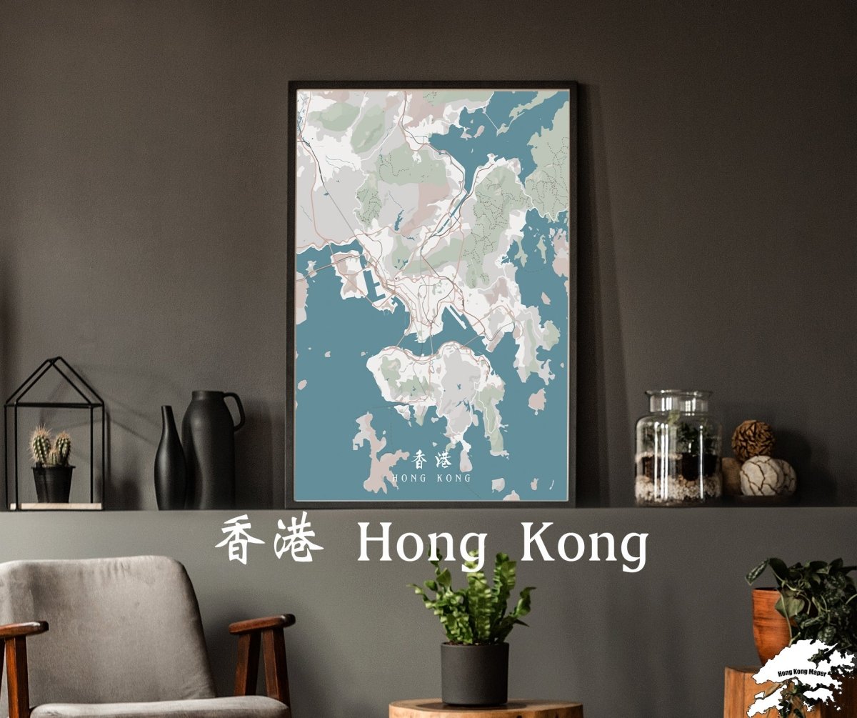 漫畫風香港及九龍地圖海報 - Hong Kong Maper