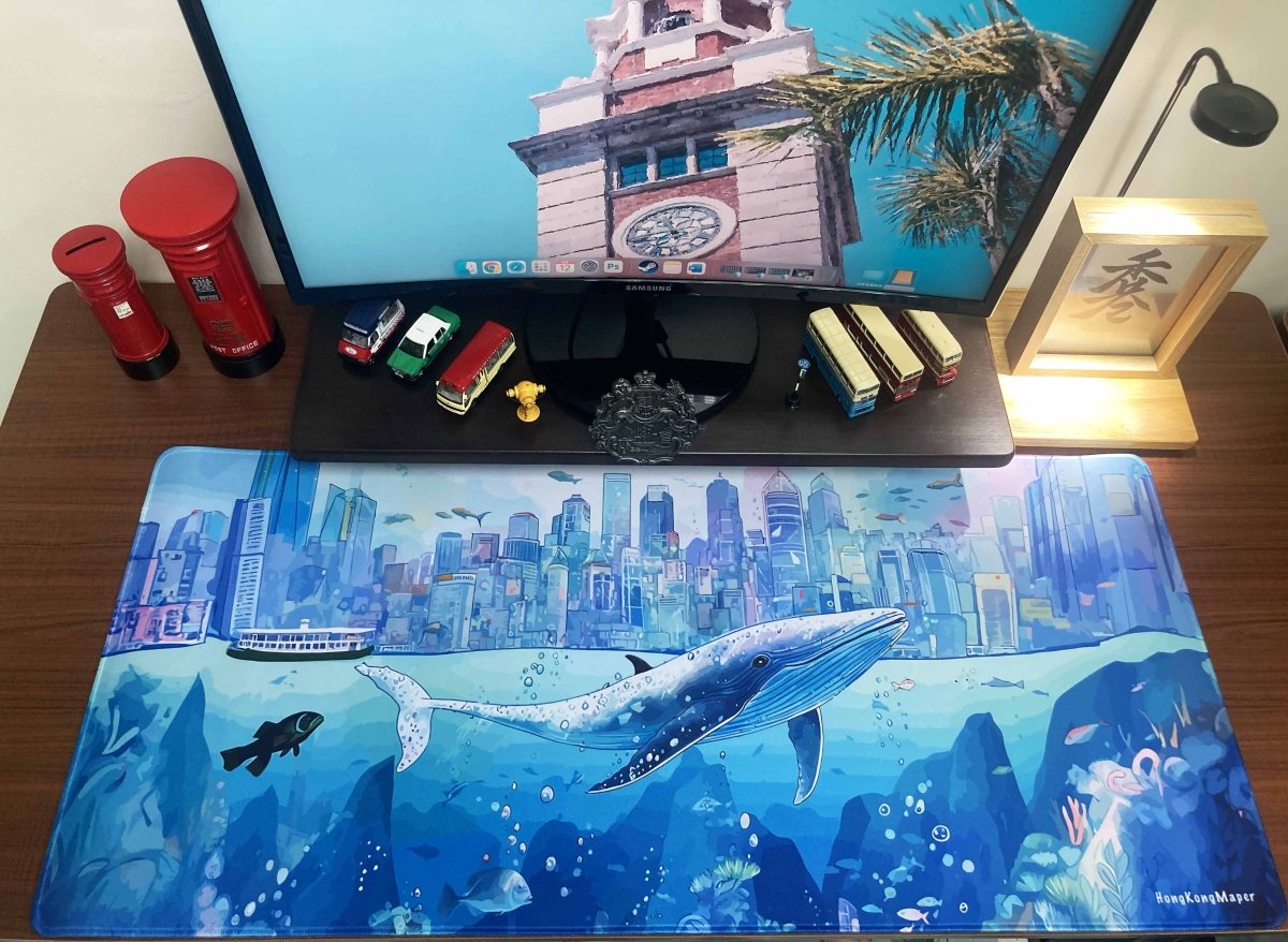 「鯨魚之美」保育香港動物油畫風滑鼠墊 - Hong Kong Maper