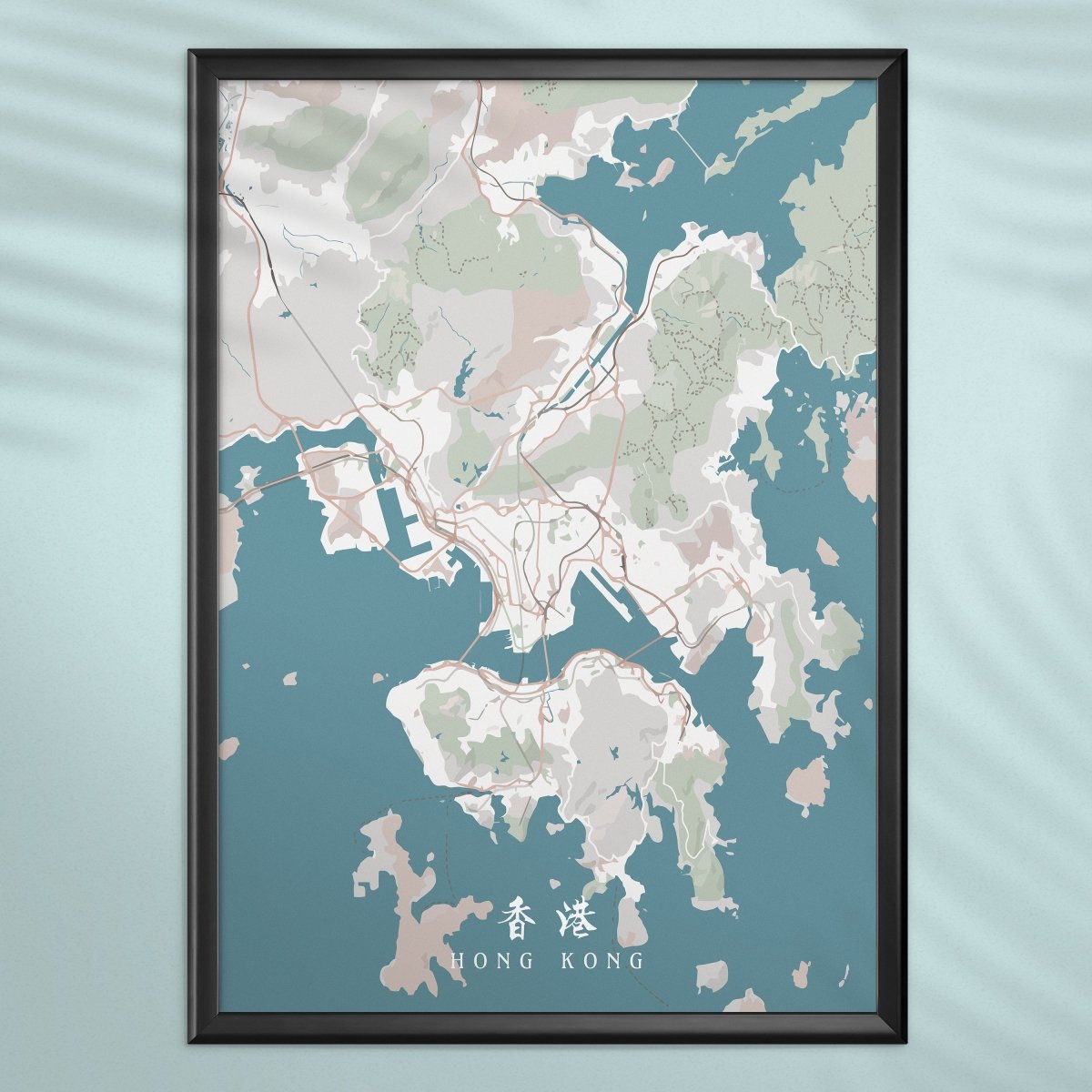 漫畫風香港及九龍地圖海報 - Hong Kong Maper